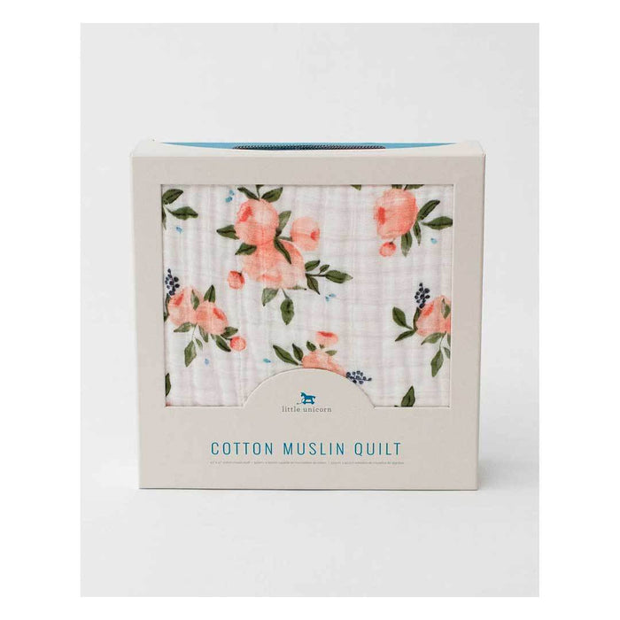 Little Unicorn Cotton Muslin Quilt – Watercolour Roses | Koop.co.nz