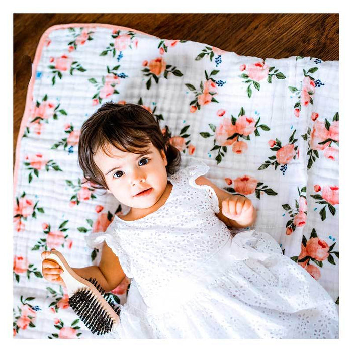 Little Unicorn Cotton Muslin Quilt – Watercolour Roses | Koop.co.nz