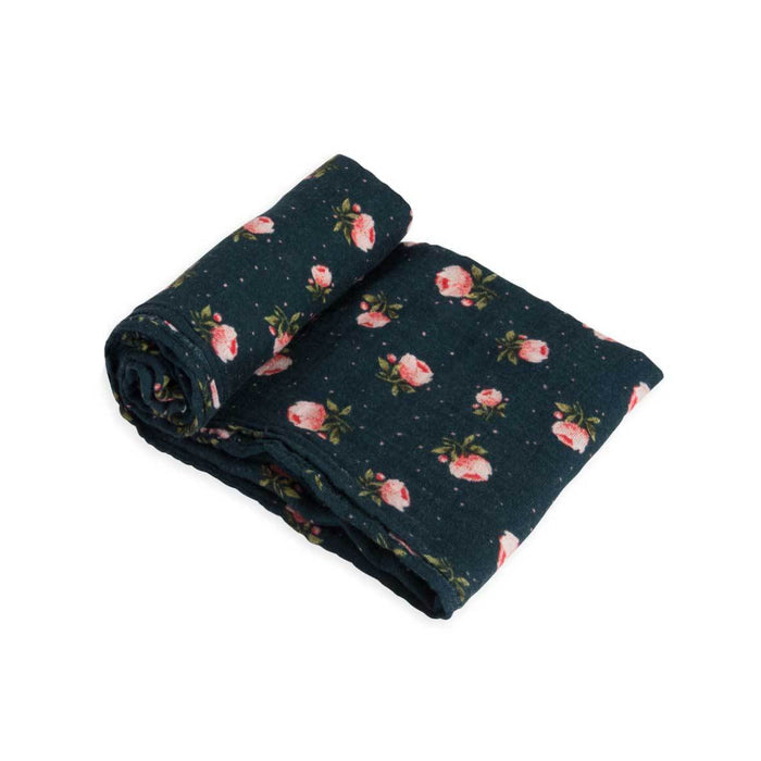 Little Unicorn Cotton Muslin Swaddle – Midnight Rose | Koop.co.nz