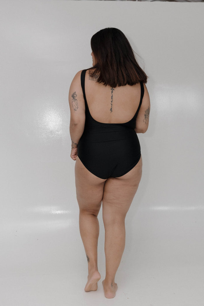 Crisscross Neckline One - Piece Swimsuit – Black - Love Marlow
