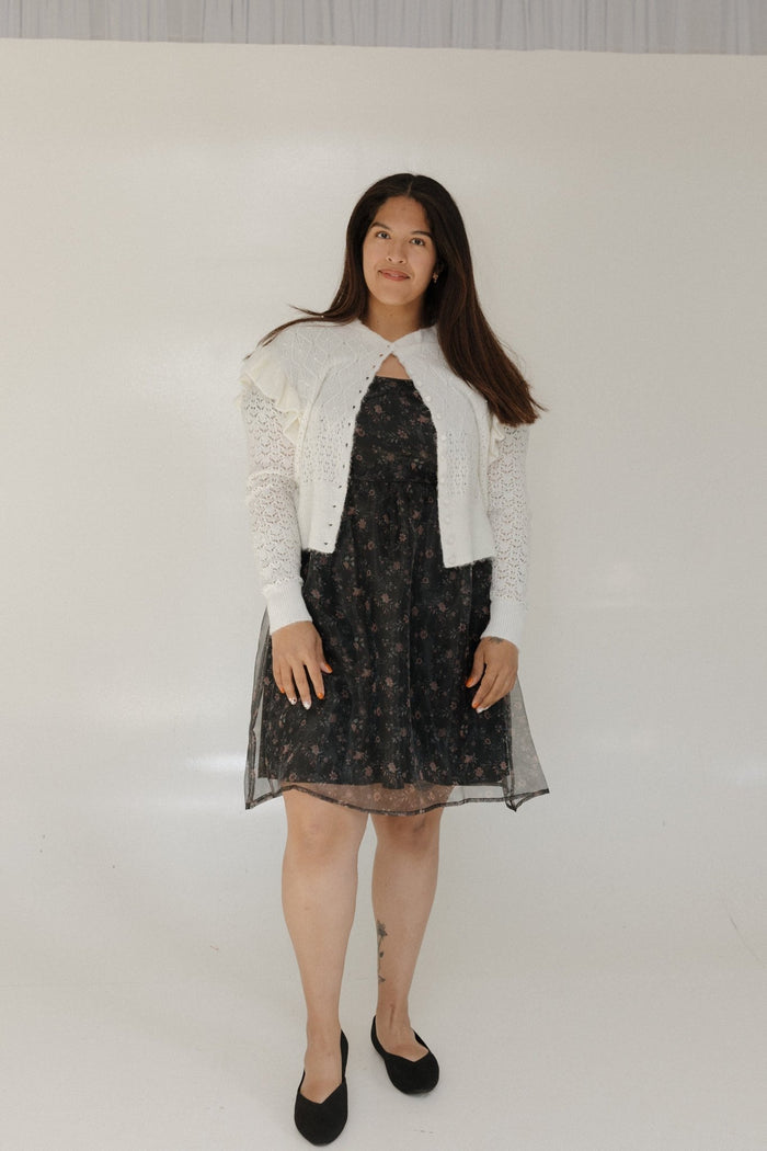 CROCHET CARDIGAN WITH RUFFLE SLEEVES - Love Marlow