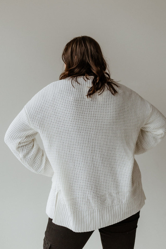 CROCHET KNIT OPEN FRONT CARDIGAN WITH POCKETS IN OFF - WHITE - Love Marlow