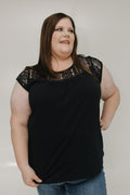 CROCHET LACE NECKLINE TEE - Love Marlow