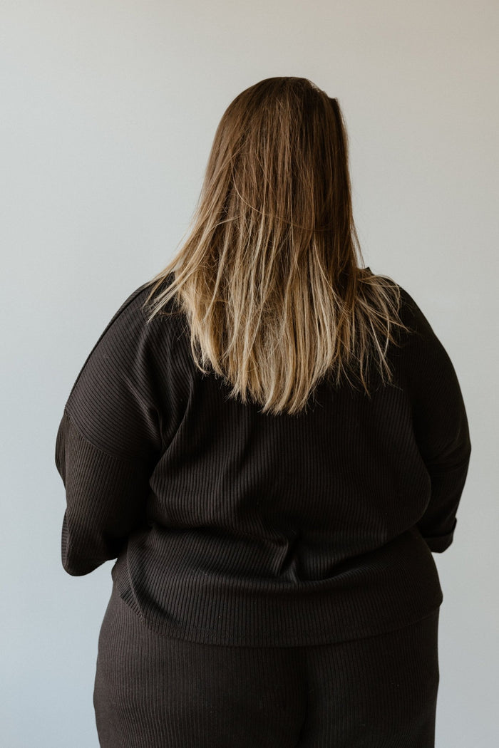 CUFFED SLEEVE SLOUCHY TEE IN BLACK - Love Marlow