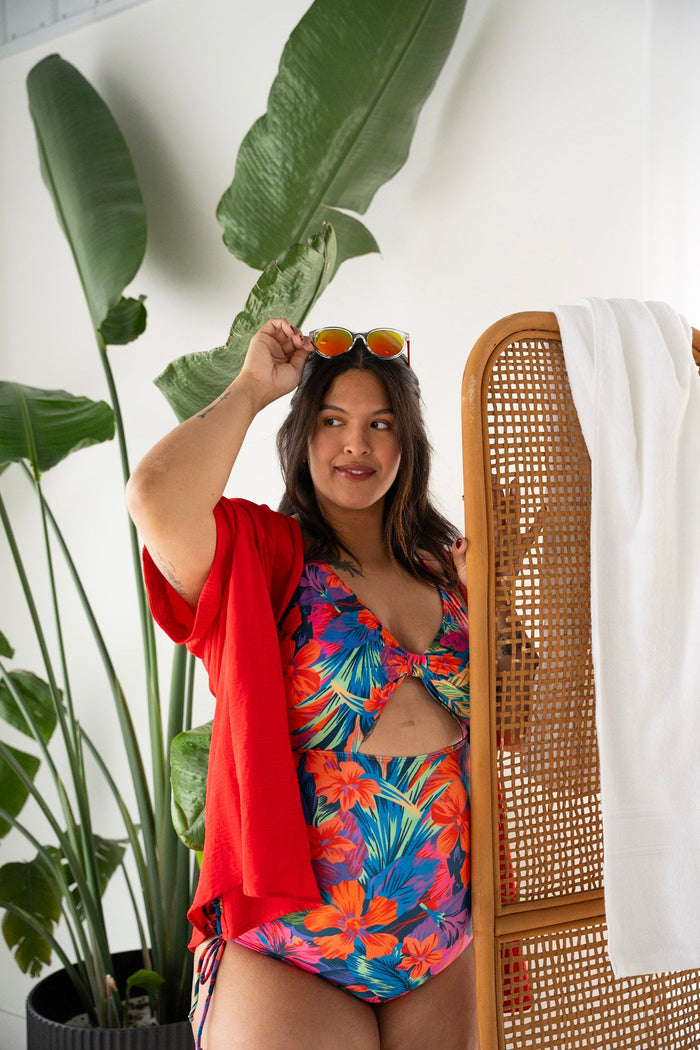 Cut - Out One - Piece Bikini – Papaya Bloom - Love Marlow