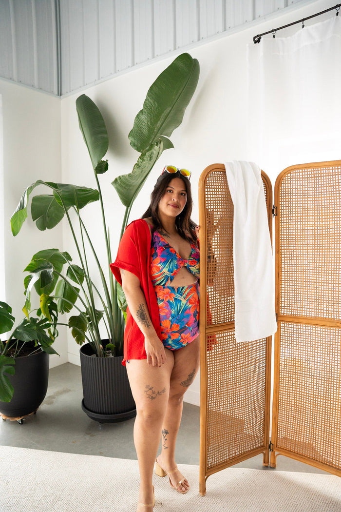 Cut - Out One - Piece Bikini – Papaya Bloom - Love Marlow