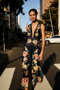 Dark Blue Maira Floral Midi Dress