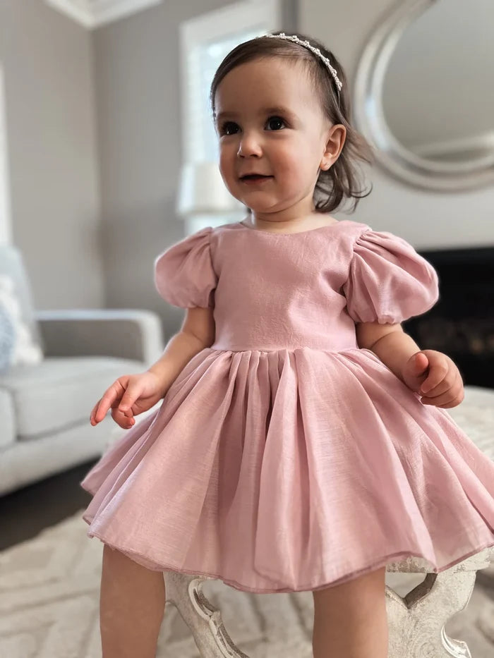 Delia Girls Dusty Pink Dress - Flower Girl Dress - A Little Lacey