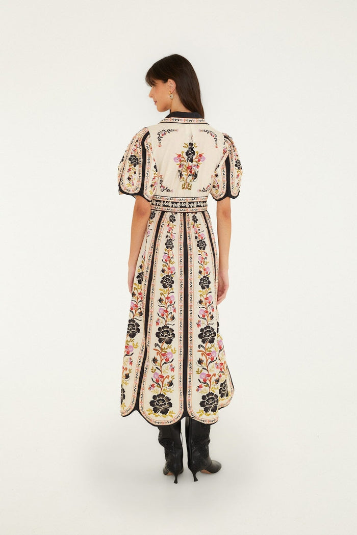 FARM Rio model wearing the Delicate Floral Midi Dress