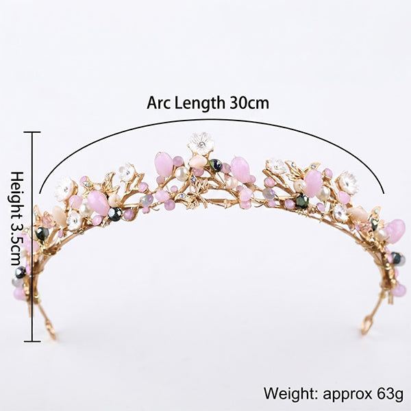 Delicate Floral Crown for Flower Girls – Gold Hair Vine with Crystals