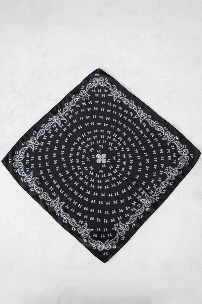 Delicate Paisley Bandana Scarf – Silk - Feel Square Accessory - Love Marlow