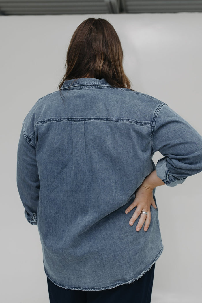 DENIM SHIRT WITH ENAMEL SNAPS - Love Marlow