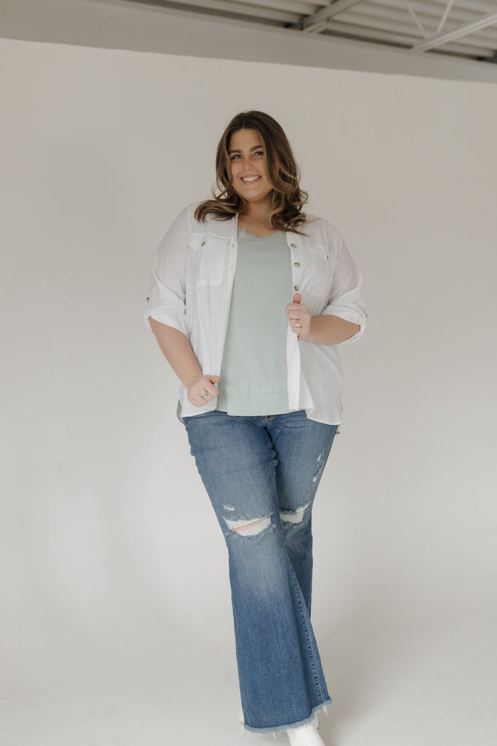 Double Hem Raw Edge Ribbed Scoop Neck Tank – Mint - Love Marlow