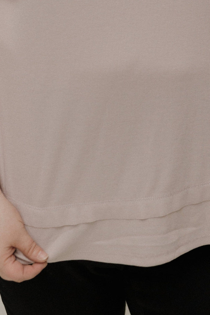 DOUBLE HEM RAW EDGE RIBBED TANK IN PEARL - Love Marlow