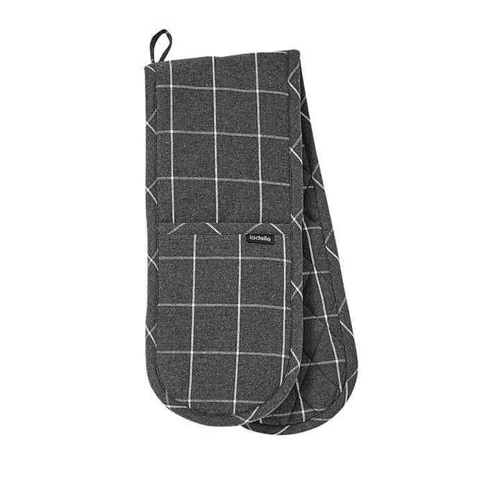 Ladelle Eco Check Charcoal Double Oven Glove | Koop.co.nz