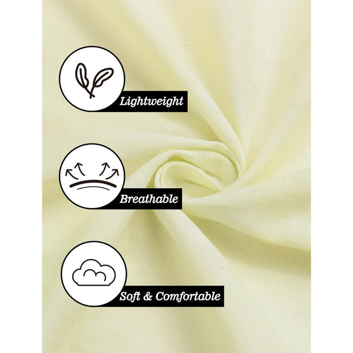 Hisdern Men's Long Sleeve Light Yellow Casual Linen Shirts for Summer Beach