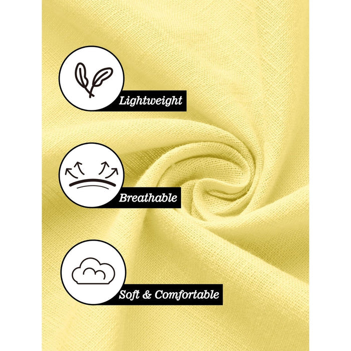 Hisdern Men's Long Sleeve Yellow Casual Linen Shirts for Summer Beach