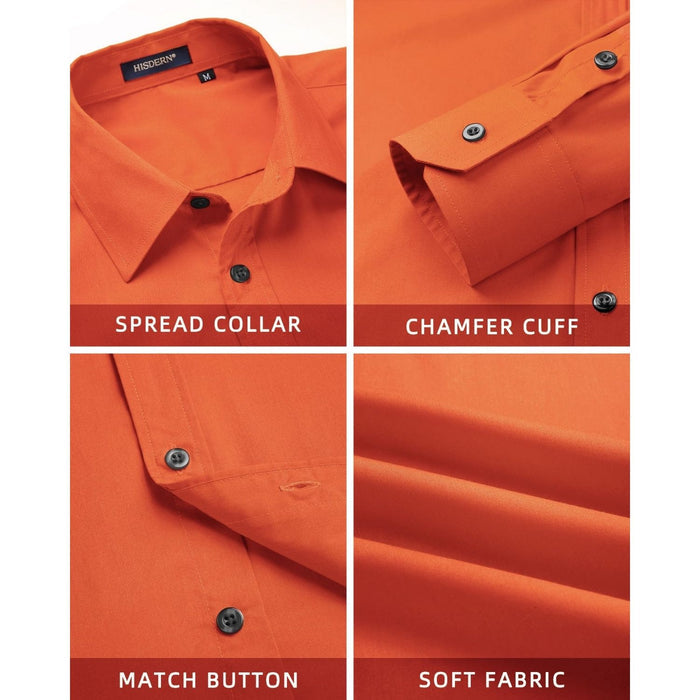 Men's Shirt with Tie Handkerchief Set - ORANGE/PAISLEY