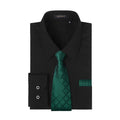 Men's Shirt with Tie Handkerchief Set - BLACK/GREEN