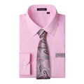 Men's Shirt with Tie Handkerchief Set - PINK/PINK TIE