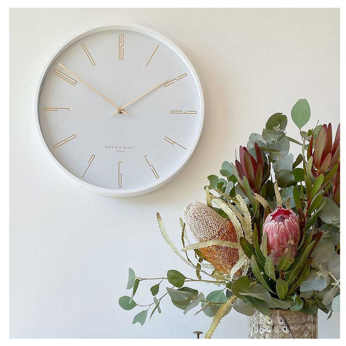 One Six Eight Maya Clock - White (30cm) | Koop.co.nz