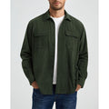 Men's Corduroy Jacket Classic Casual Shirt with Flap Pockets