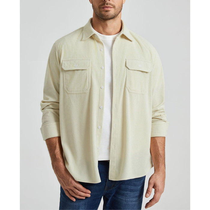 Men's Corduroy Jacket Classic Casual Shirt with Flap Pockets