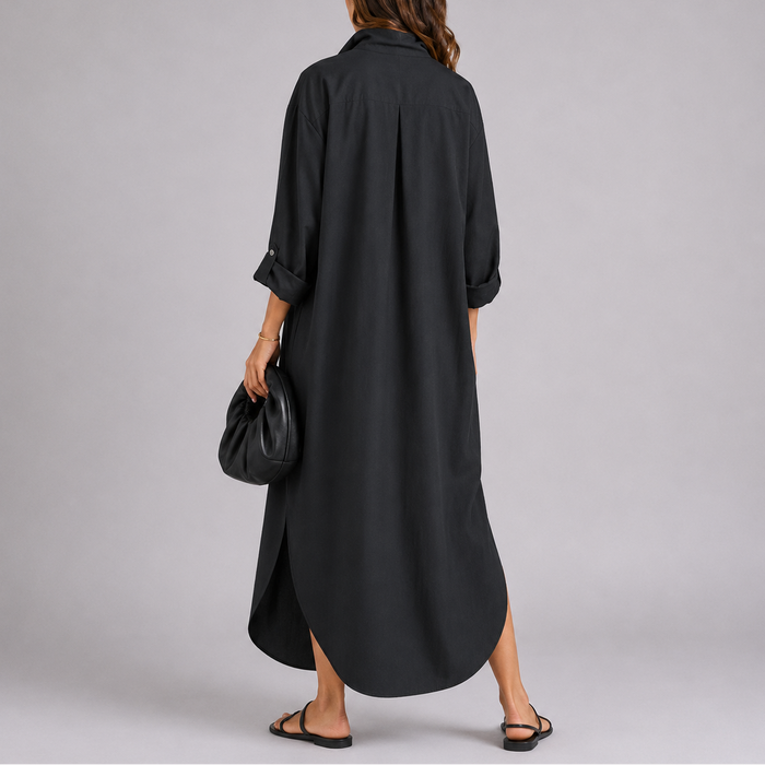 Relaxed Linen Shirt Maxi Dress – Lightweight & Effortless