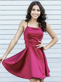 Short Backless Burgundy Prom Dresses, Short Wine Red Formal Graduation Dresses