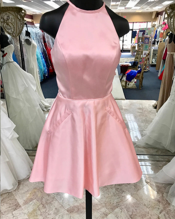 Short Pink Navy Blue Beaded Prom Dresses, Short Pink Navy Blue Formal Graduation Dresses